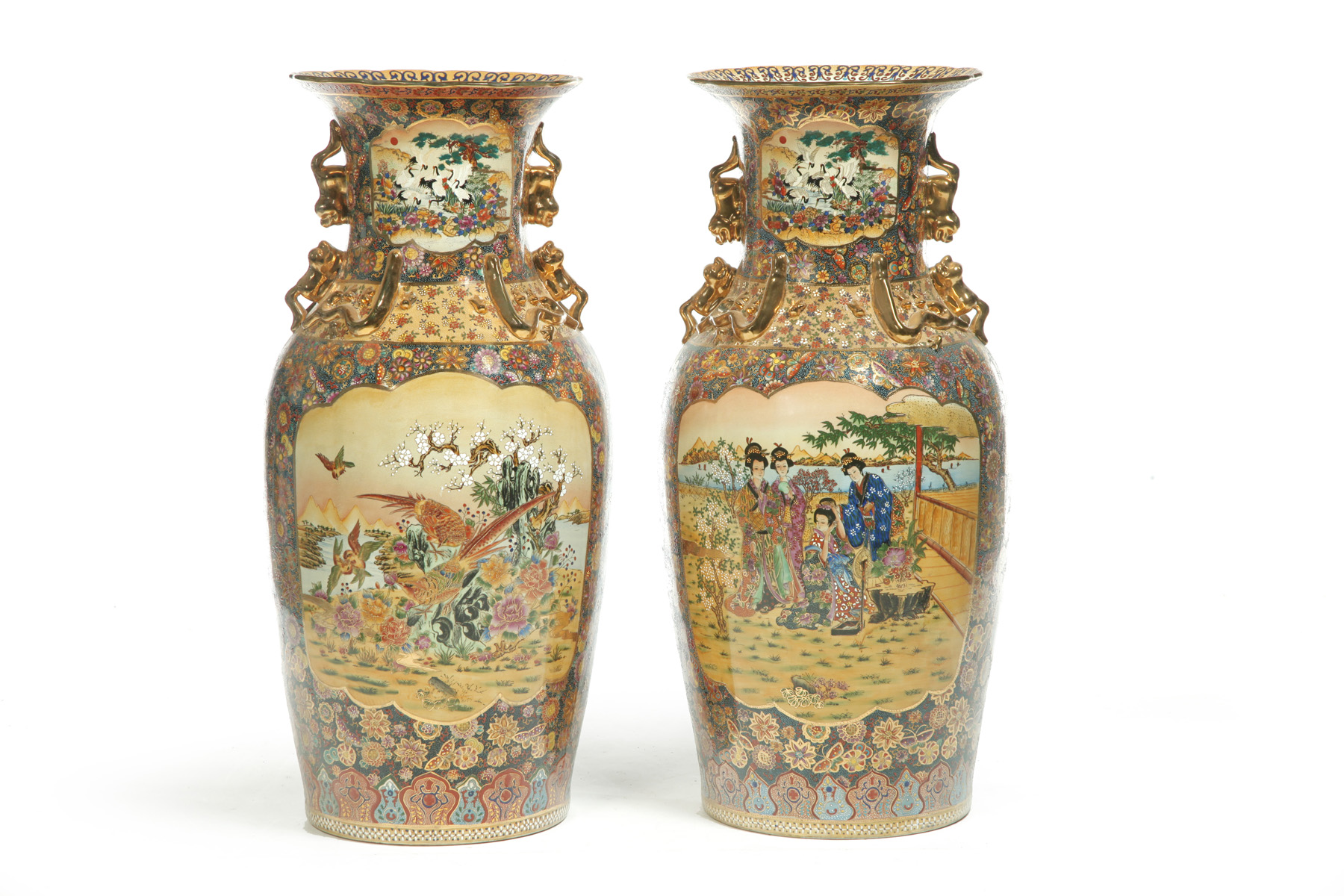 Appraisal: PAIR OF CHINESE VASES Late th century Hand decorated with