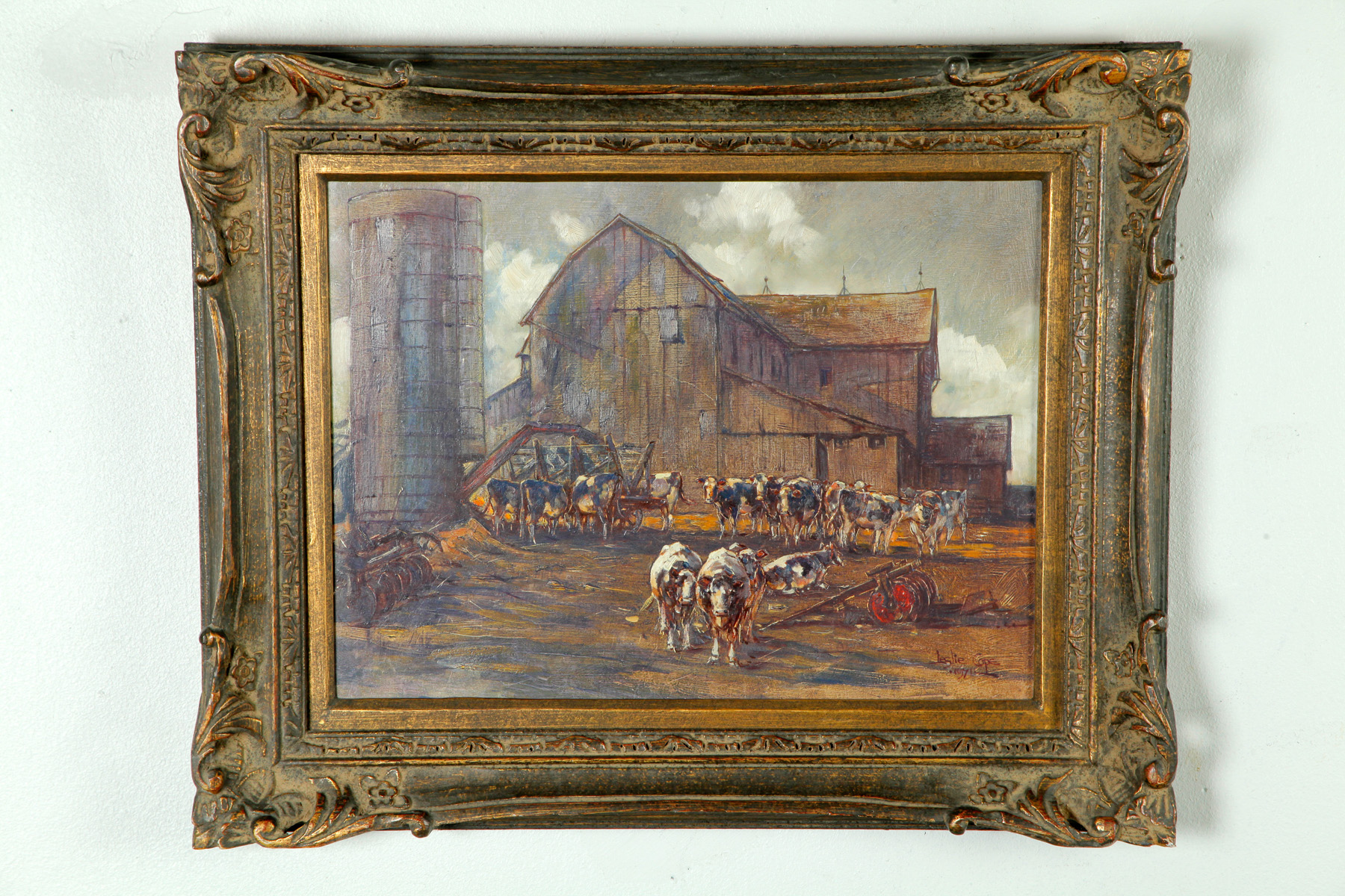 Appraisal: FARM SCENE BY LESLIE COPE OHIO - Oil on artist