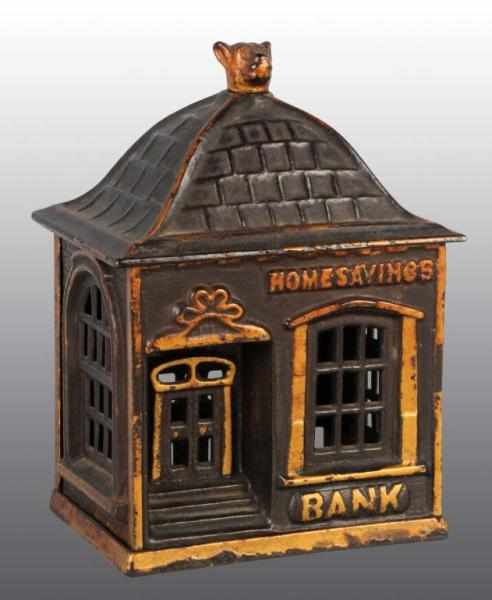 Appraisal: Cast Iron Home Savings Still Bank Description All original and