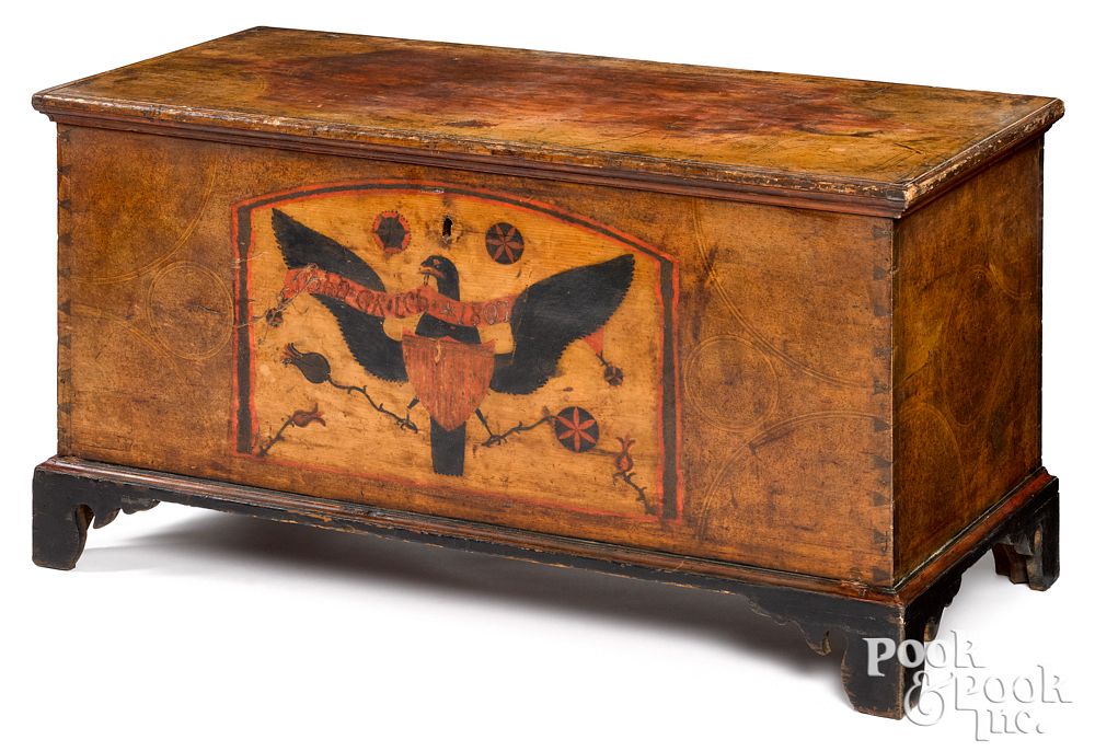 Appraisal: Centre County Pennsylvania pine dower chest Centre County Pennsylvania painted