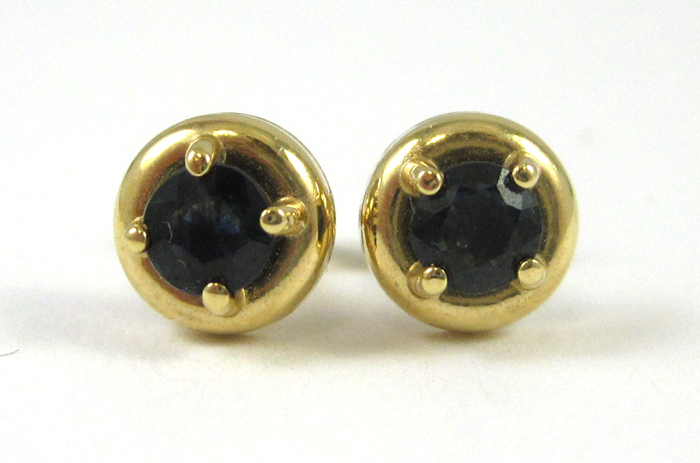 Appraisal: PAIR OF SAPPHIRE EAR STUDS each k yellow gold set