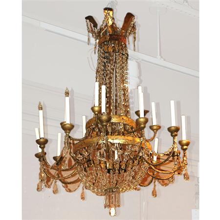 Appraisal: Neoclassical Style Gilt-Metal and Cut Glass Eighteen-Light Chandelier Estimate -