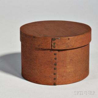 Appraisal: Shaker Bittersweet Red-stained Ash and Pine Lidded Round Box mid-