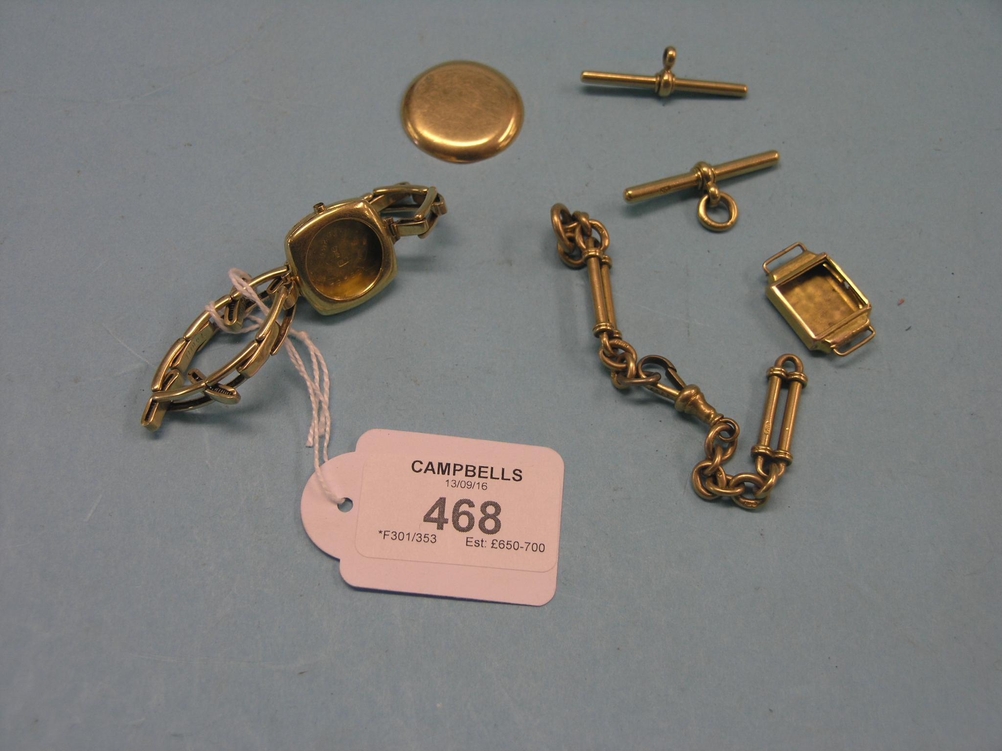 Appraisal: An ct gold lady's watch-case on expanding ct gold strap