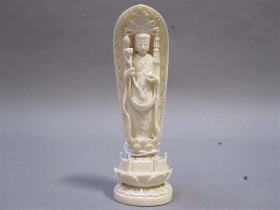 Appraisal: CHINESE CARVED IVORY FIGURE OF A ROBED GODDESS th C