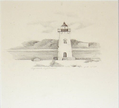 Appraisal: Edgartown Lighthouse Horseback Riding in the Country Graphite on Paper