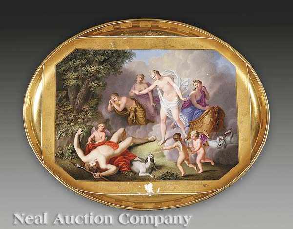 Appraisal: A Fine Continental Polychrome and Stencil-Gilt Porcelain Oval Platter c