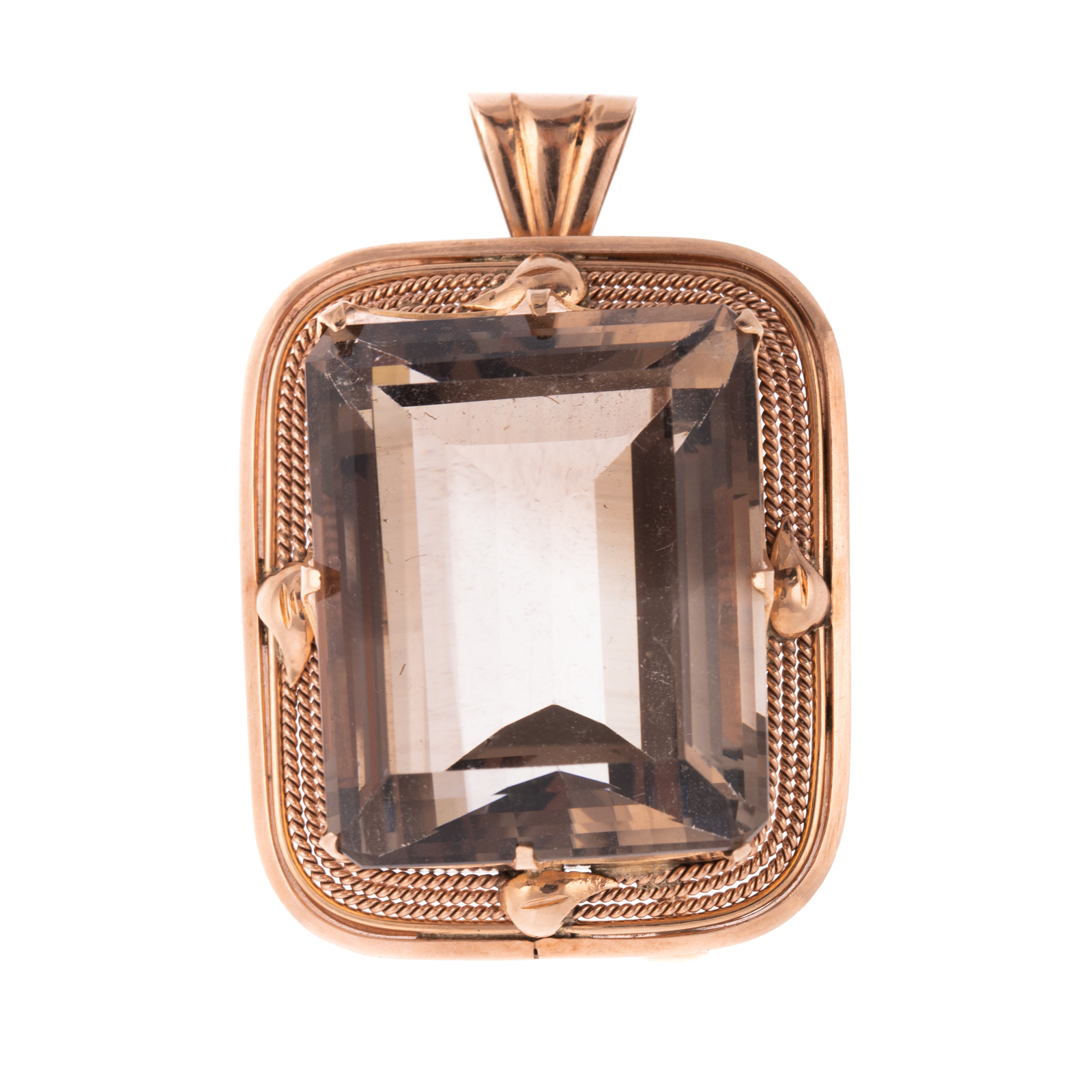 Appraisal: A VINTAGE SMOKY QUARTZ PIN PENDANT IN ROSE GOLD K