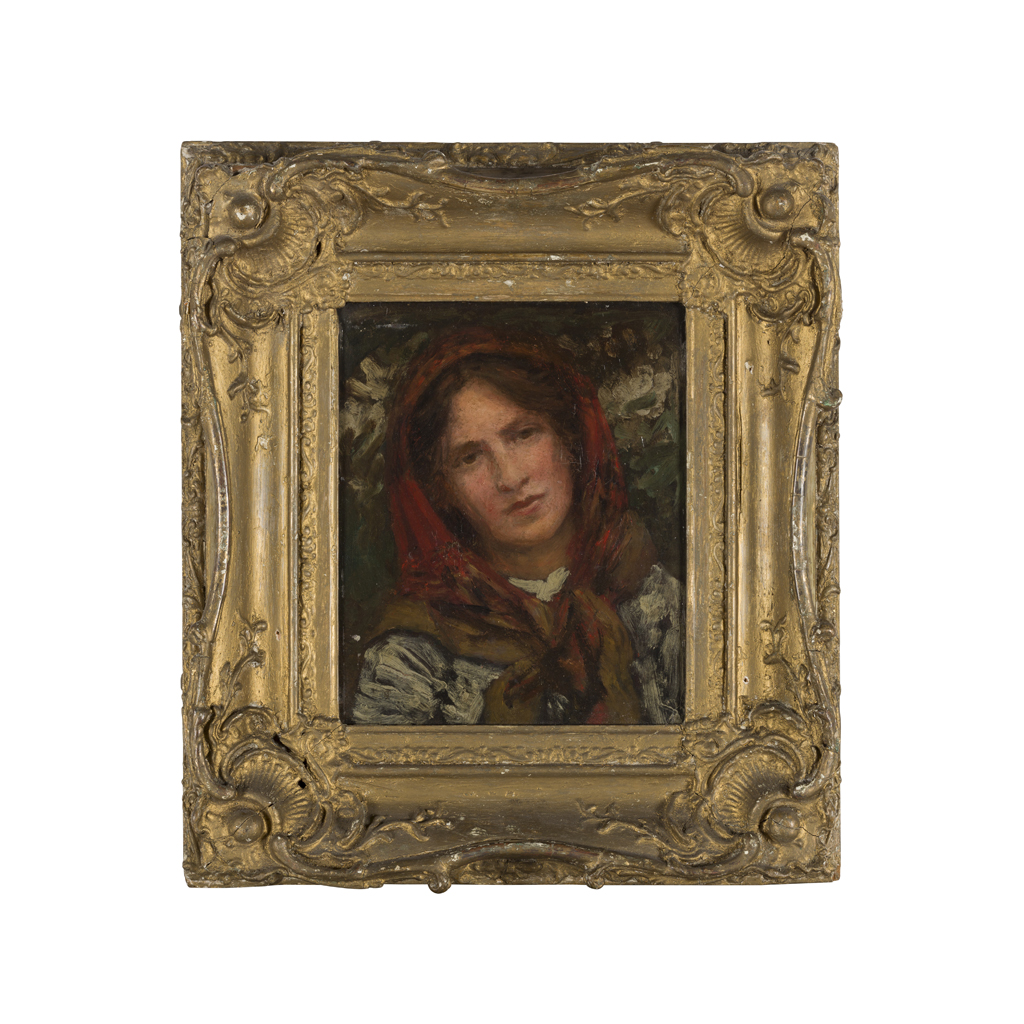 Appraisal: ATTRIBUTED TO DAVID GAULD GIRL WITH RED HOOD oil on