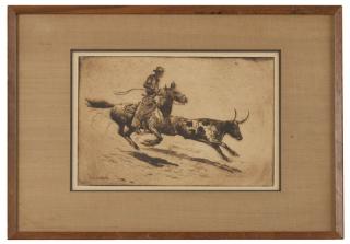 Appraisal: Edward Borein ''Headin' A Steer '' signed in the plate