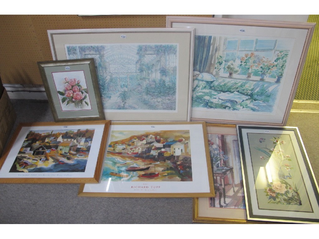 Appraisal: Seven assorted pictures to include Richard Tuff prints Arthur Byrne