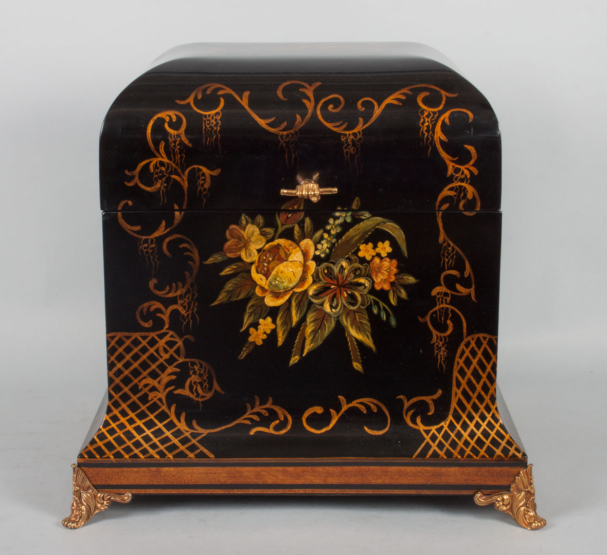 Appraisal: Regency style lacquered valuables box with black lacquer ground with