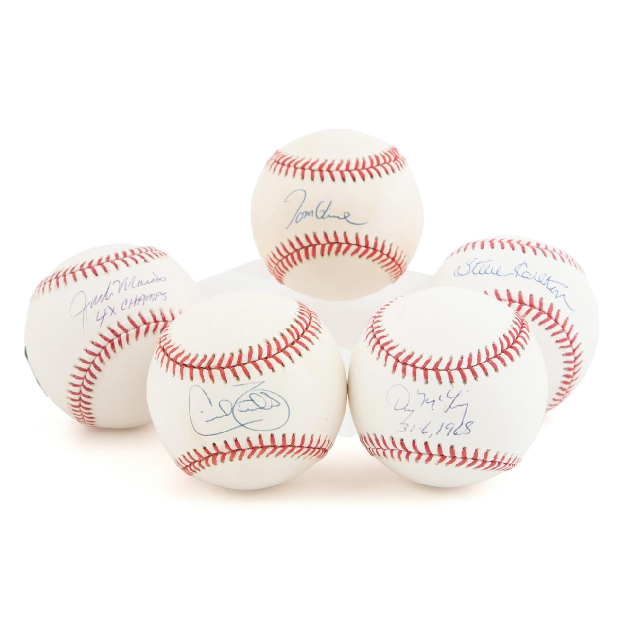 Appraisal: AUTOGRAPHED BASEBALLS INCLUDING CECIL FIELDER Grouping of five autographed baseballs