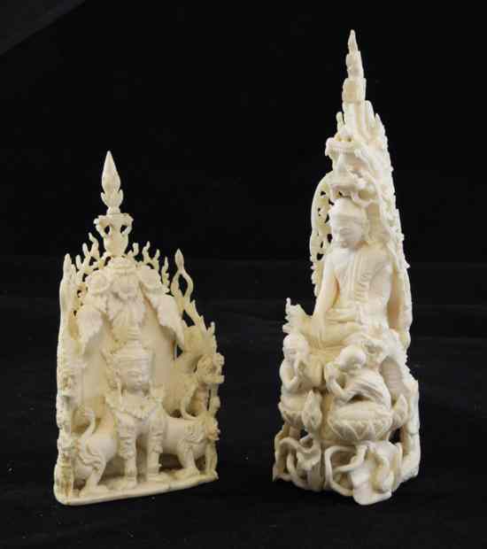 Appraisal: Two Burmese ivory Buddha groups late th early th century