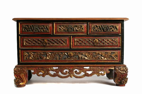 Appraisal: A Chinese export painted and gilt hardwood table chest height