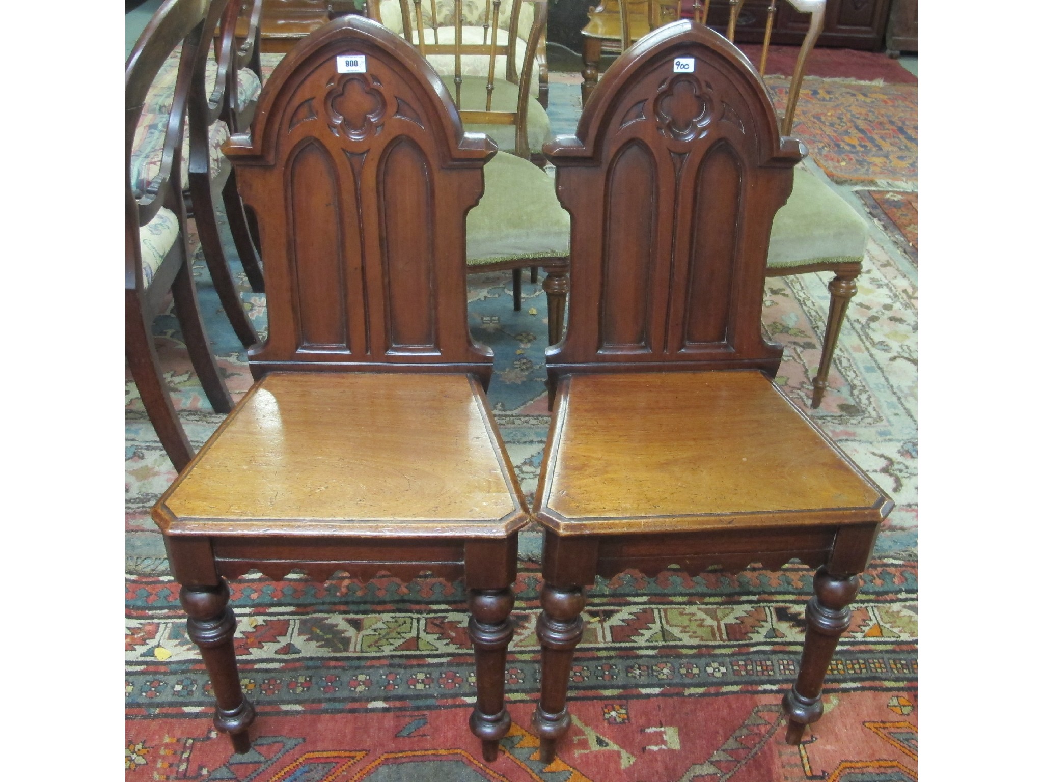 Appraisal: Pair of Victorian hall chairs