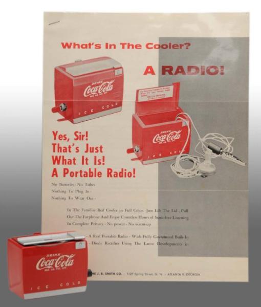 Appraisal: Plastic Coca-Cola Miniature Cooler Radio Set Description s Includes paperwork