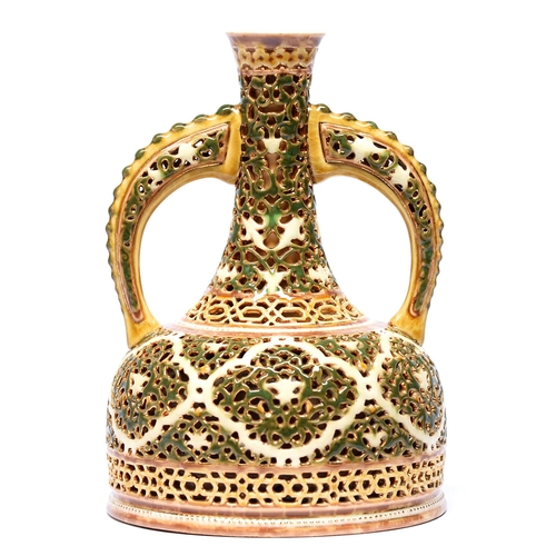 Appraisal: A Zsolnay vase late th c of double walled reticulated