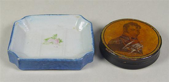 Appraisal: Blue White Salt Glaze Soap Dish Lacquer Box Circa Rectangular