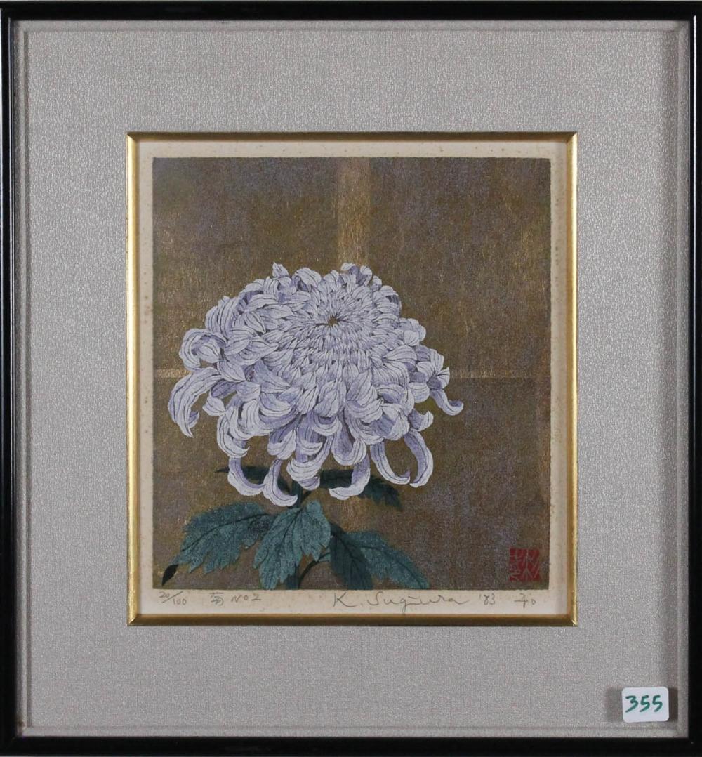 Appraisal: KAZUTOSHI SUGIURA Japan b screenprint Chrysanthemum No Pencil signed lower