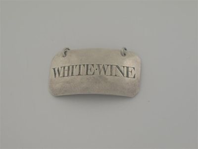 Appraisal: A George III canted oblong wine label incised WHITE WINE