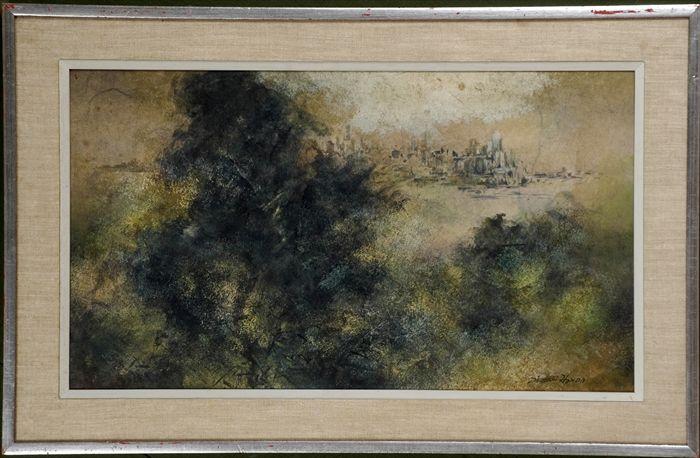 Appraisal: Hiroshi Honda Japanese American th C Landscape with City Skyline