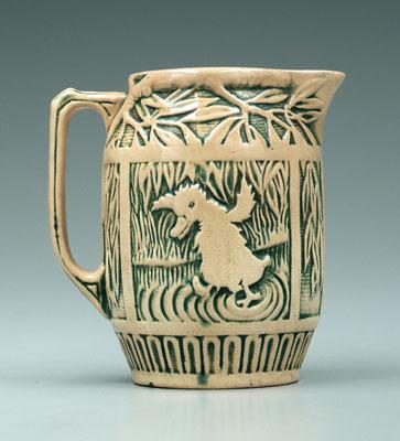 Appraisal: Art pottery pitcher with duckling panel with running duckling petal