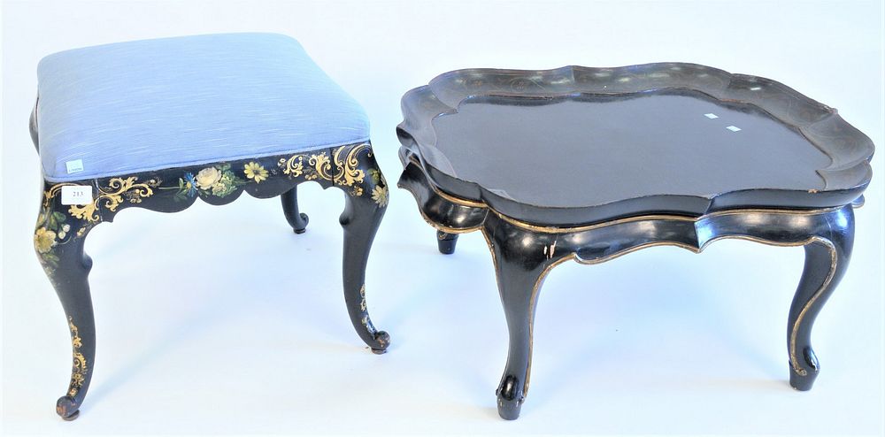 Appraisal: Two Piece Lot to include Louis XV Style Tabouret having