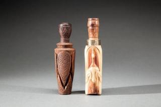 Appraisal: Two Duck Calls A in chip-carved call with cross-hatched raised