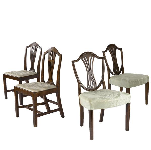 Appraisal: Two pairs of English Hepplewhite side chairs all in mahogany