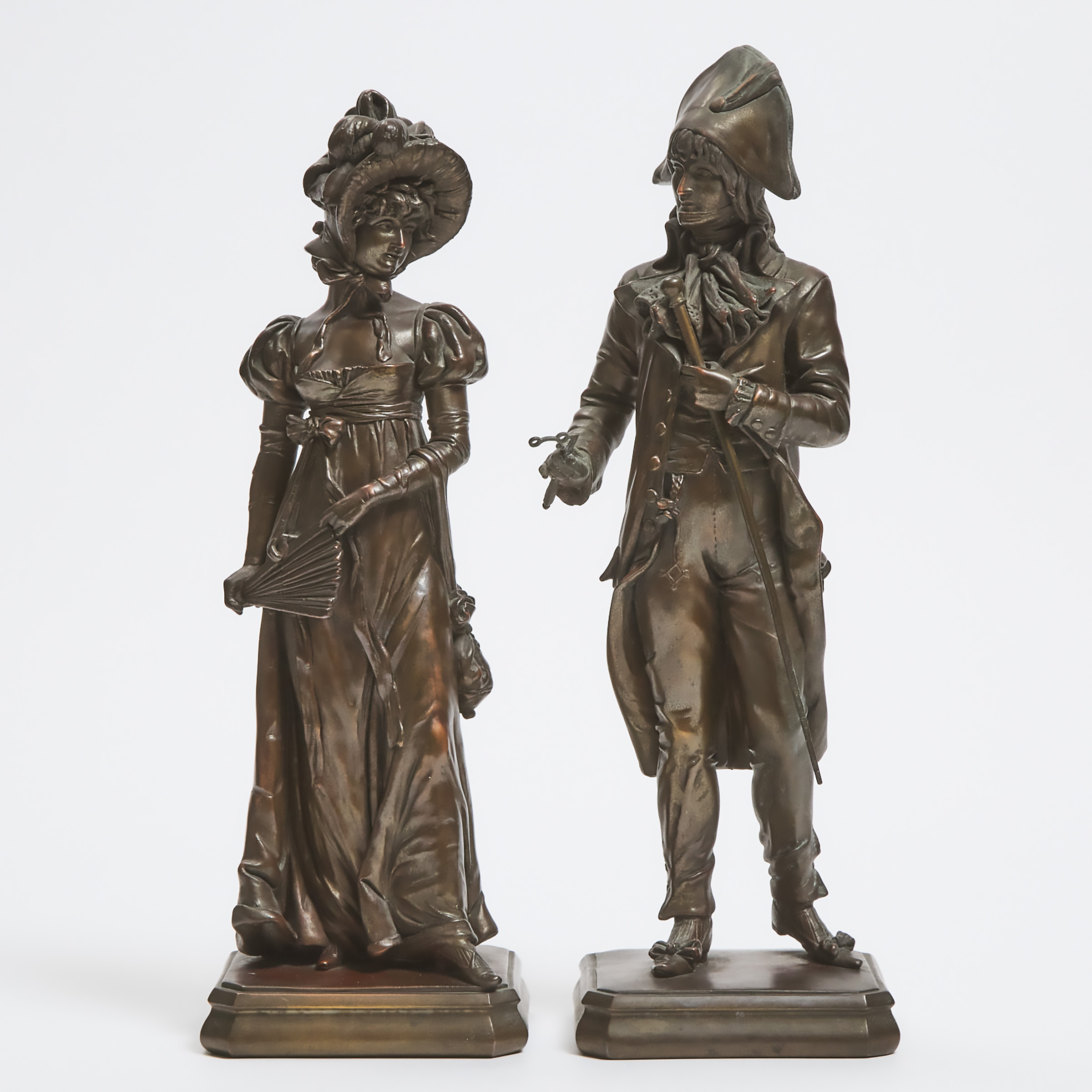 Appraisal: Pair of Copper Electrotype Figures in Biedermeier Fashion late th