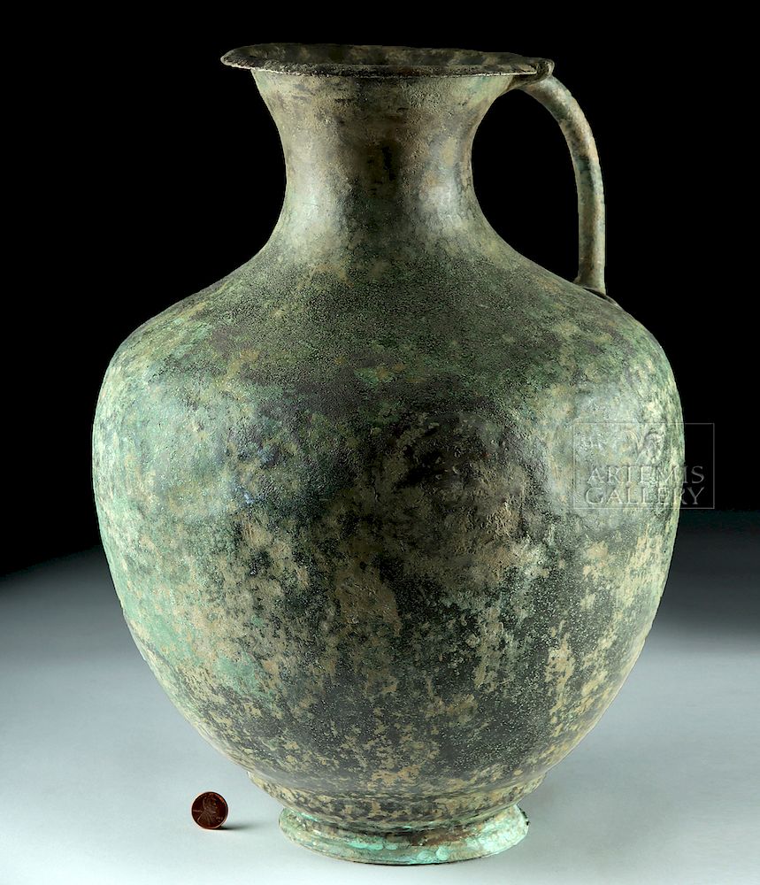 Appraisal: Gorgeous Greek Hellenistic Bronze Ewer Greece Hellenistic period ca late