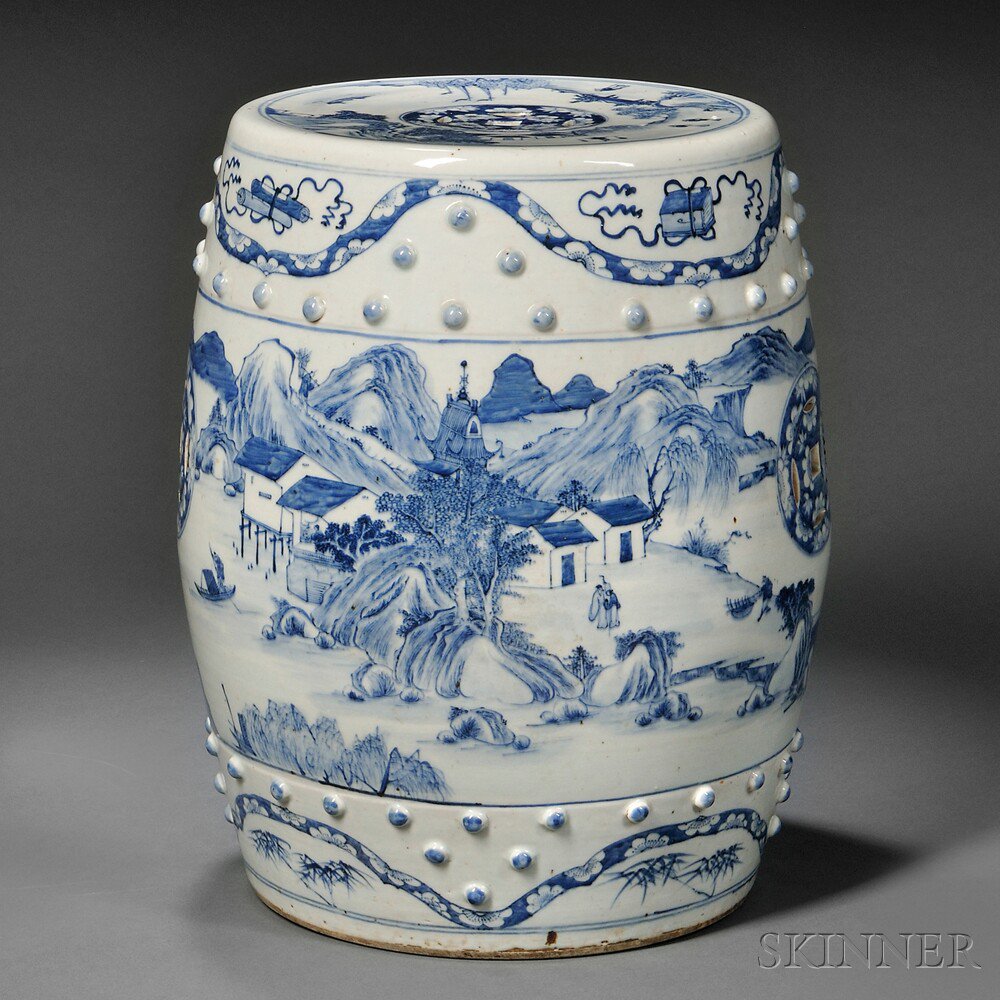 Appraisal: Blue and White Porcelain Garden Seat China th th century