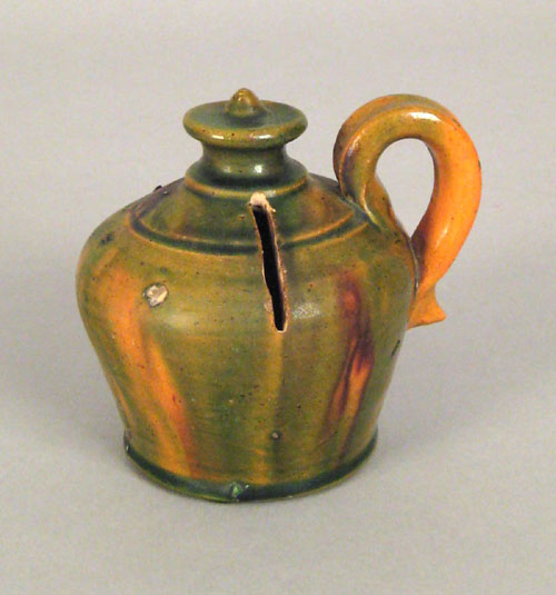 Appraisal: Pennsylvania redware bank th c possibly Wagner pottery h