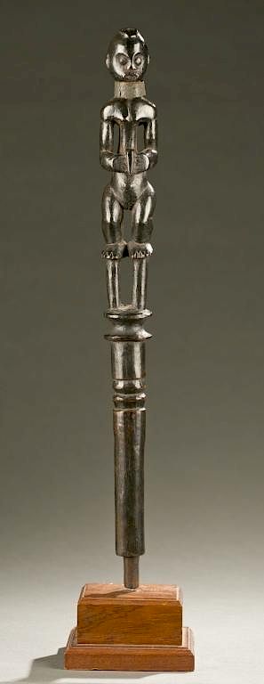 Appraisal: Fang staff with female figure th c A staff top