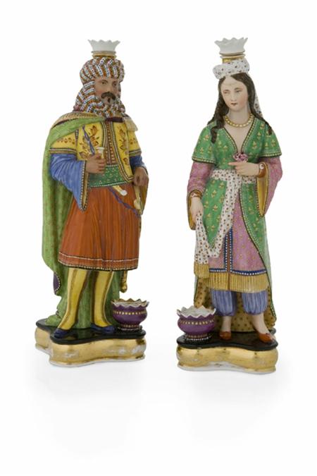 Appraisal: A pair of mid th century Paris porcelain figural scent