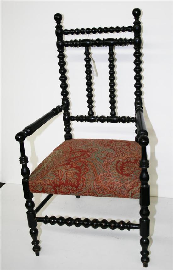 Appraisal: Miniature William Mary style painted hardwood armchair th century spindle-turned