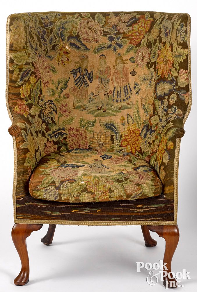 Appraisal: George II mahogany wing chair ca George II mahogany wing