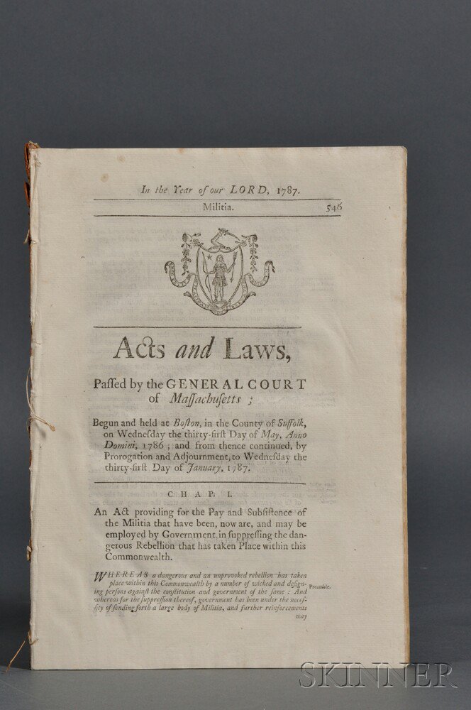 Appraisal: Shay's Rebellion Acts and Laws Passed by the General Court