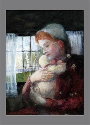 Appraisal: EMILE K GREENOUGH - MOTHER AND INFANT Watercolor x in