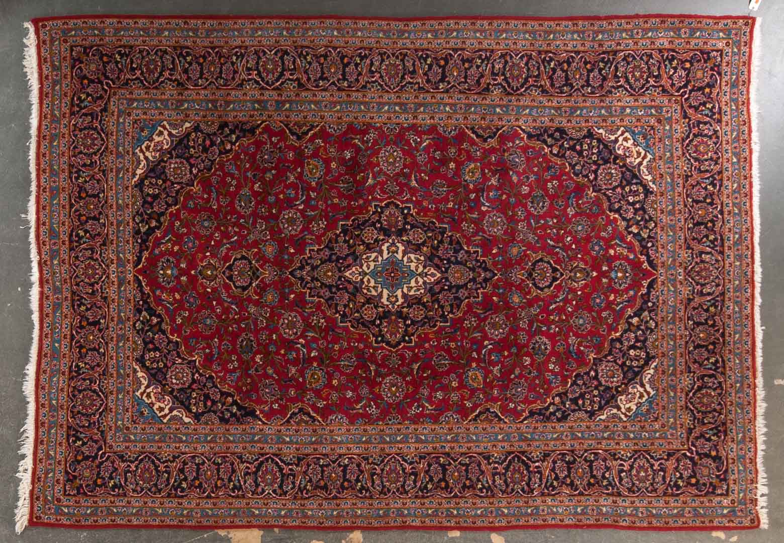 Appraisal: Persian Keshan carpet approx x Iran circa Condition Some pits