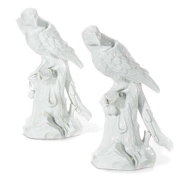 Appraisal: A pair of French porcelain models of parrots Samson A