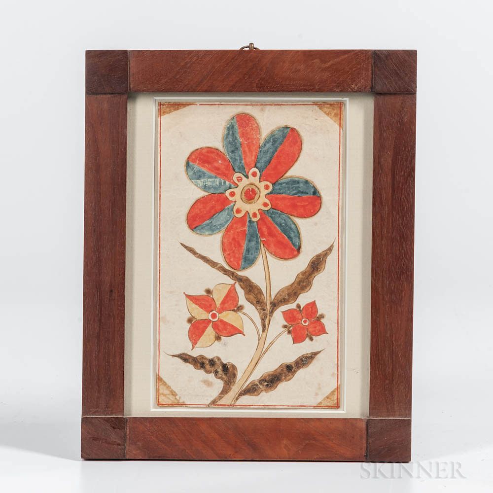 Appraisal: American School Mid- th Century Polychrome Flower American School Mid-