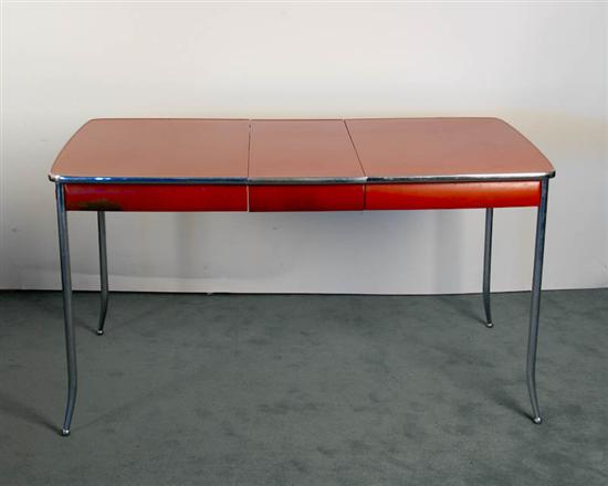 Appraisal: Howell Co s-style Red and Chrome Table chrome legs with