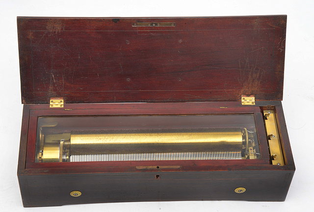 Appraisal: A LATE TH CENTURY SWISS CYLINDRICAL MUSIC BOX stamped L