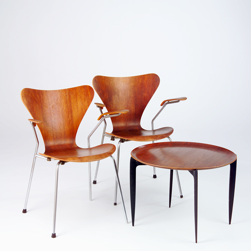 Appraisal: Three items by Arne Jacobsen for Fritz Hansen pair of