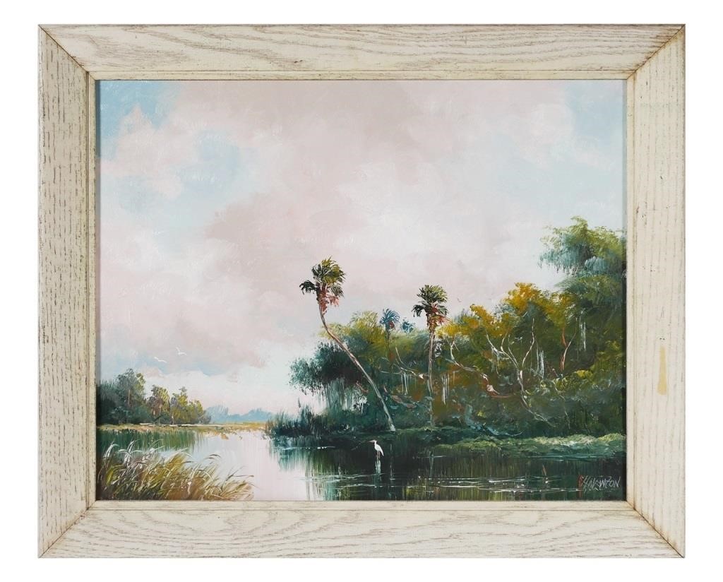 Appraisal: Harold Newton American - Oil on board Highwaymen painting This