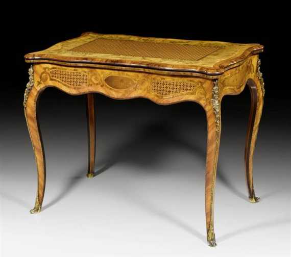 Appraisal: GAMES TABLE late Louis XV France th century Tulipwood walnut