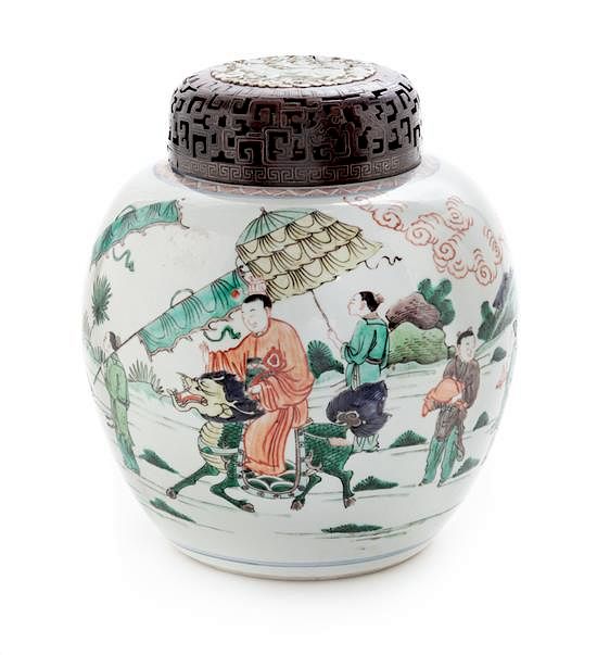 Appraisal: A Famille Verte Porcelain Ginger Jar Height inches A Famille