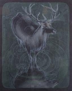 Appraisal: Hans Erni Reindeer Etching Framed and matted print under glass